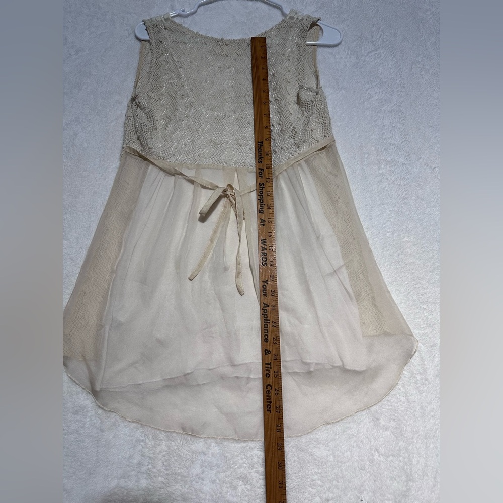 A'reve Layered Crochet Floral Lace Sleeveless Blouse Cream Ivory size Small - Picture 10 of 10